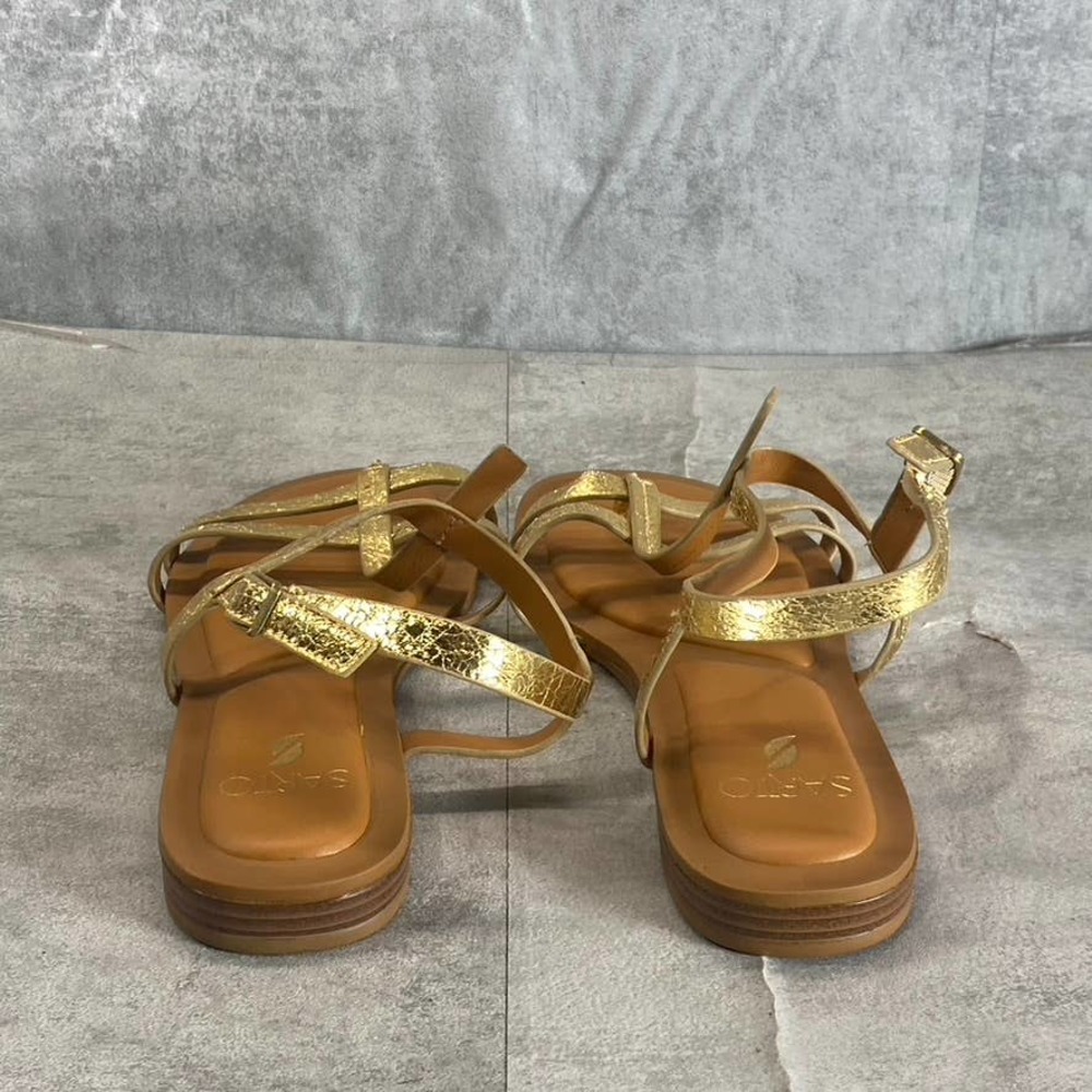 Sarto By Franco Sarto Women's Gold Gemelli Round-Toe Strappy Flat Sandals SZ 6.5 - Picture 7 of 11